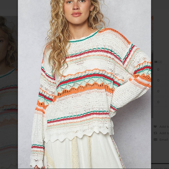 POL “ Los Cabo’s” POL Thin Sweater with Pointed Stripe Detail SR 10 - Picture 1 of 6